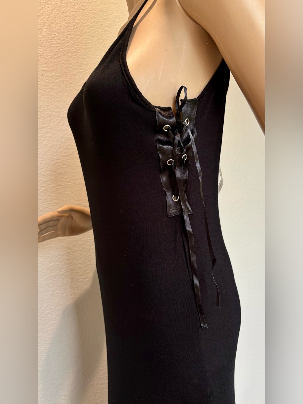 Boohoo Petite Black Side-Tie Spaghetti Strap Maxi Dress NWT - Picture 4 of 15